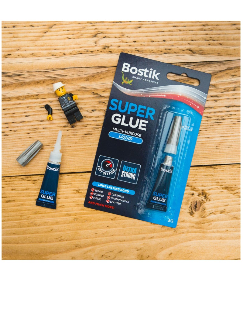 Bostik - Super Glue Liquid, Fast Setting, Multipurpose Liquid Glue with Precision Nozzle, Size: 3g - Image 1