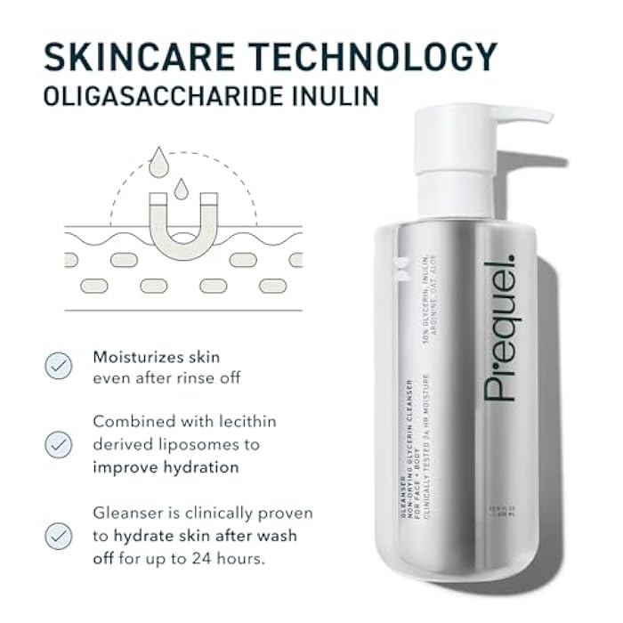Prequel Gleanser, Moisturizing Glycerin Face Wash, Unscented Cleanser for Sensitive and Dry Skin, 6.75 fl oz Pump Bottle (Pack of 2) - Image 4