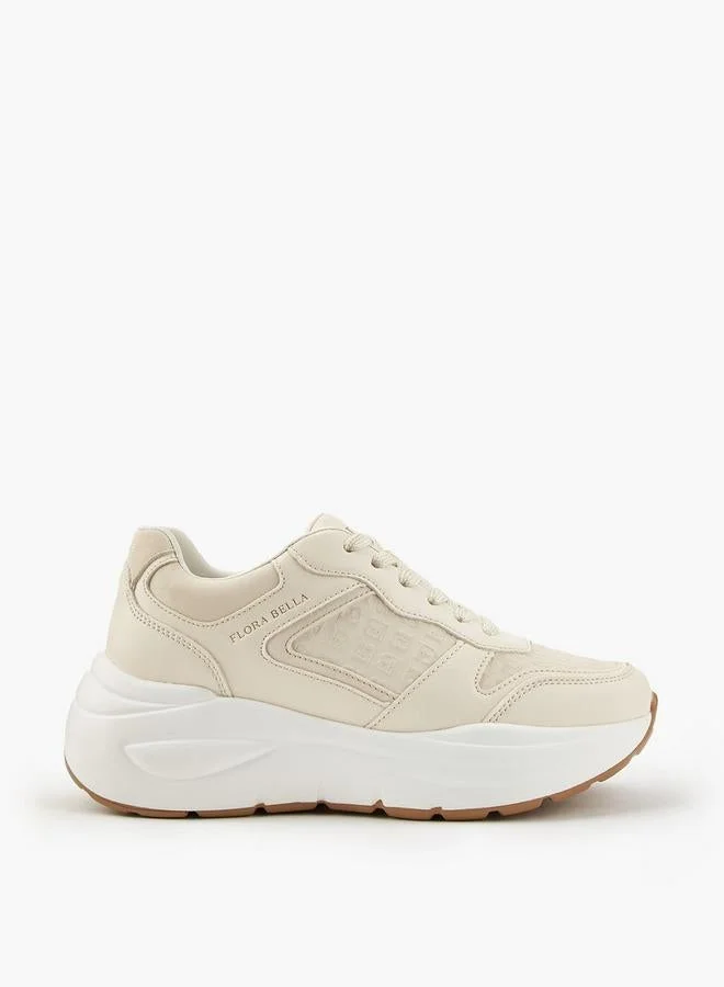 Flora Bella Monogram Embossed Sneakers With Hook And Loop Closure