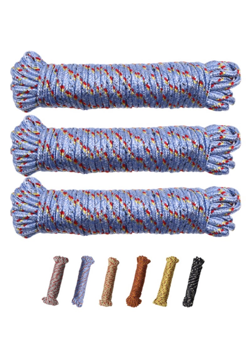 MAHRA CO. Pack of 3 | Sky Blue Polypropylene Ropes | Robust, UV-Resistant, Tangle-Free, Flexible for Outdoor, Marine, Industrial, Camping, Gardening & Crafting | 10m Each - Image 1