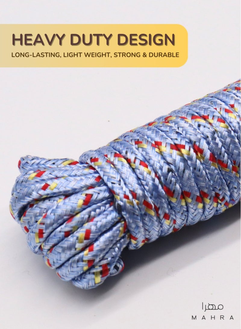 MAHRA CO. Pack of 3 | Sky Blue Polypropylene Ropes | Robust, UV-Resistant, Tangle-Free, Flexible for Outdoor, Marine, Industrial, Camping, Gardening & Crafting | 10m Each - Image 2