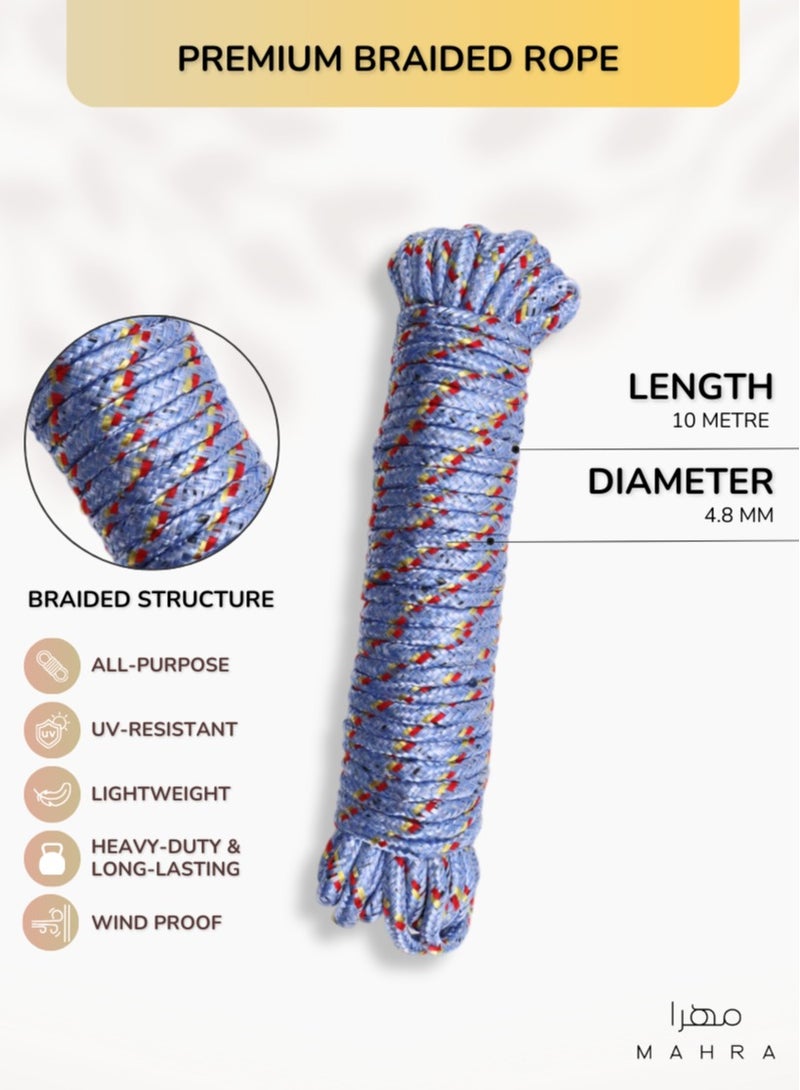 MAHRA CO. Pack of 3 | Sky Blue Polypropylene Ropes | Robust, UV-Resistant, Tangle-Free, Flexible for Outdoor, Marine, Industrial, Camping, Gardening & Crafting | 10m Each - Image 3