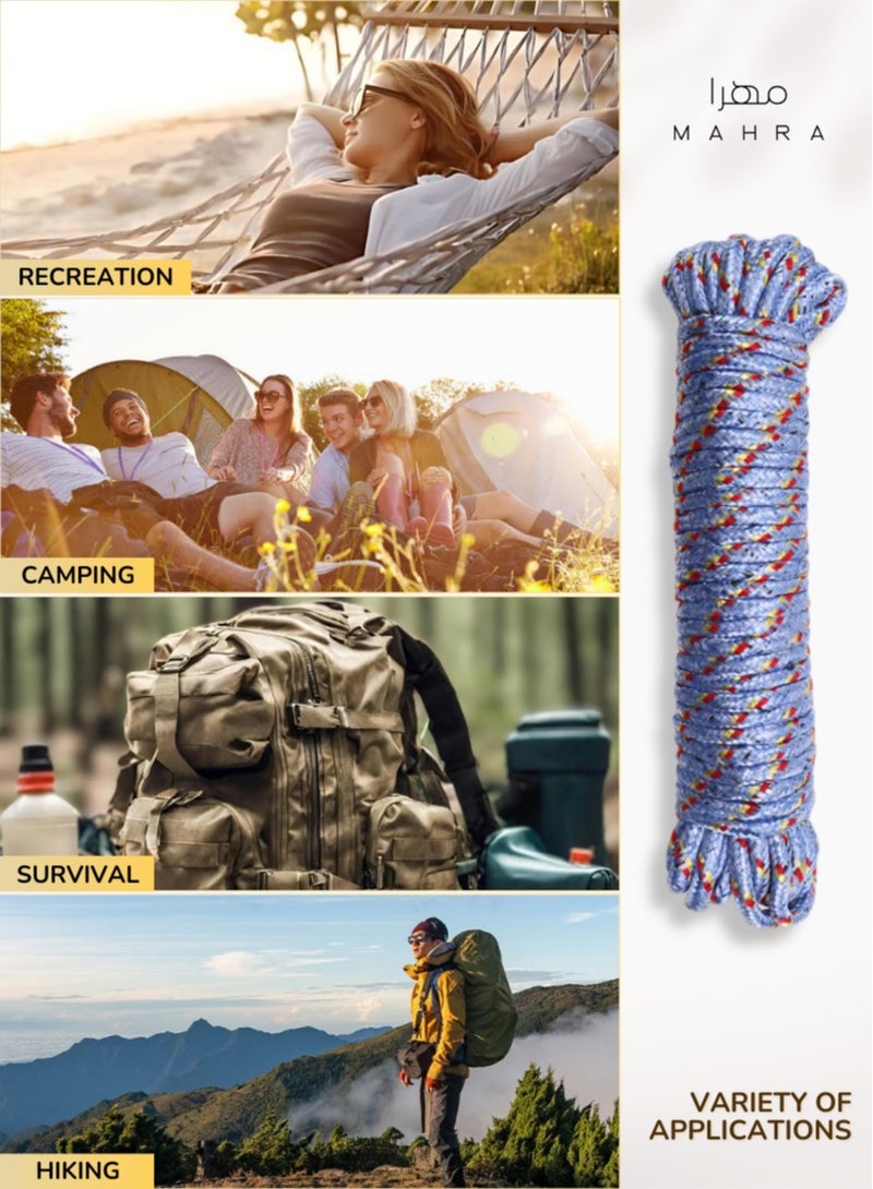 MAHRA CO. Pack of 3 | Sky Blue Polypropylene Ropes | Robust, UV-Resistant, Tangle-Free, Flexible for Outdoor, Marine, Industrial, Camping, Gardening & Crafting | 10m Each - Image 5