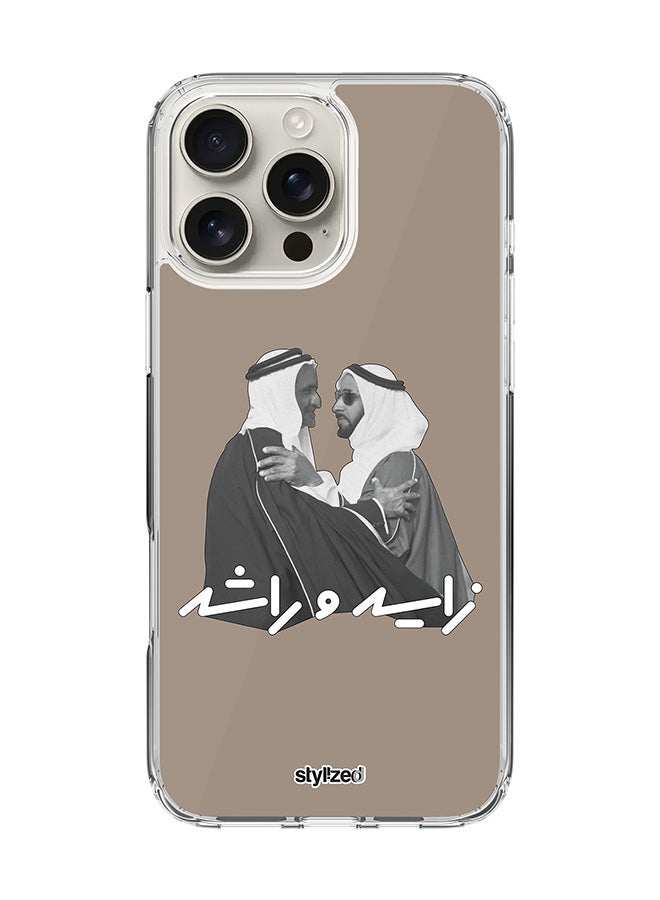 Stylizedd for iPhone 16 Pro Max Case [Compatible with MagSafe] Slim Magnetic cover Clear Phone Case - Sheikh Zayed And Sheikh Rashid, Warm Grey - Image 1