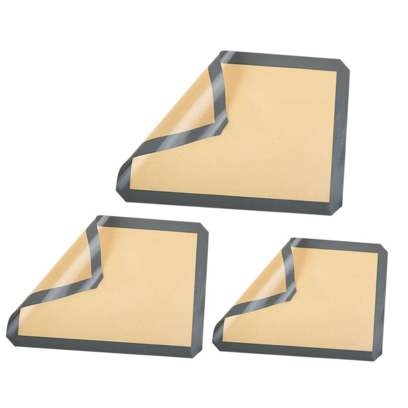 3Pcs Gray Non Stick Silicone Baking Mats Heat Resistant Reusable Easy Clean - Image 2