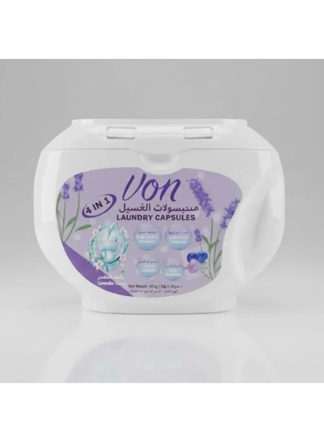 Von 4 in 1 Laundry Capsules In Long Lasting Lavender Scent- 420gms