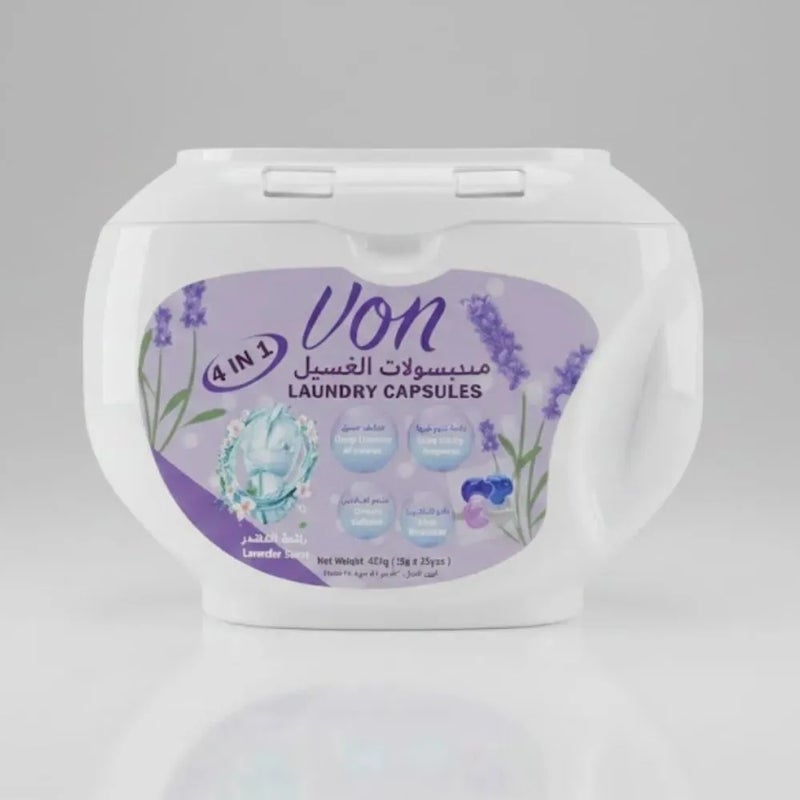 Von 4 in 1 Laundry Capsules In Long Lasting Lavender Scent- 420gms