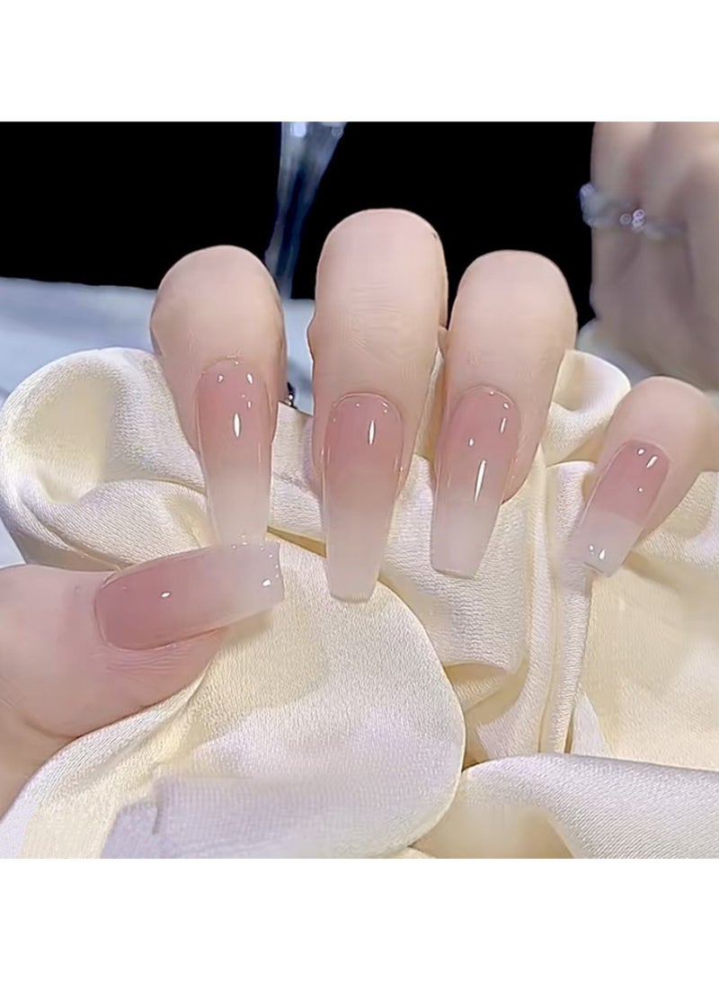 24-Piece Long Ballet Fake Nails, Gradient Wearable False Nails, Versatile, Removable, No Damage to Nails, Finished Nails - Image 2