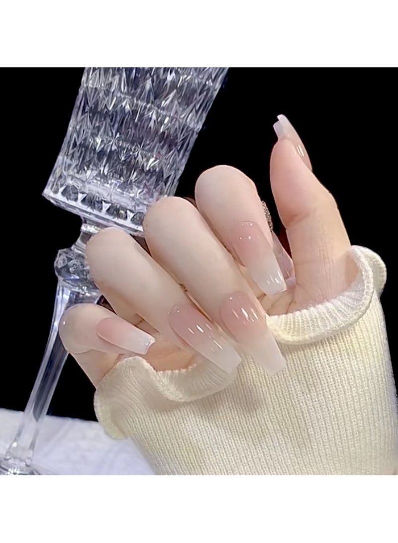 24-Piece Long Ballet Fake Nails, Gradient Wearable False Nails, Versatile, Removable, No Damage to Nails, Finished Nails - Image 3