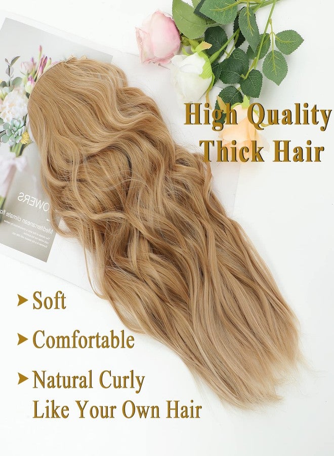 NAYOO Honey Blonde Clip In Hair Extensions 4PCS Wavy Curly Hair Extensions Synthetic Fiber Double Weft Soft Hairpieces For Women（20 inch, Honey Blonde） - Image 5