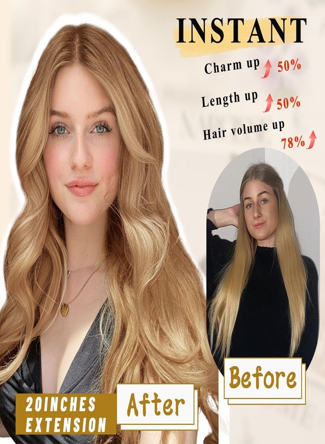 NAYOO Honey Blonde Clip In Hair Extensions 4PCS Wavy Curly Hair Extensions Synthetic Fiber Double Weft Soft Hairpieces For Women（20 inch, Honey Blonde） - Image 4