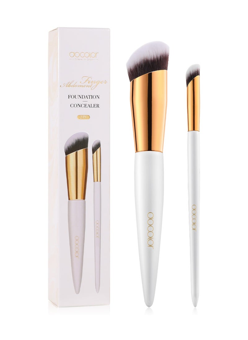 docolor Concealer Brush and Foundation Brush for Liquid Makeup, 2PCS Angled Kabuki Blending Makeup Brush Perfect for Liquid Cream Powder Blending,Stippling,Highlighter and Nose Contour  - Image 1