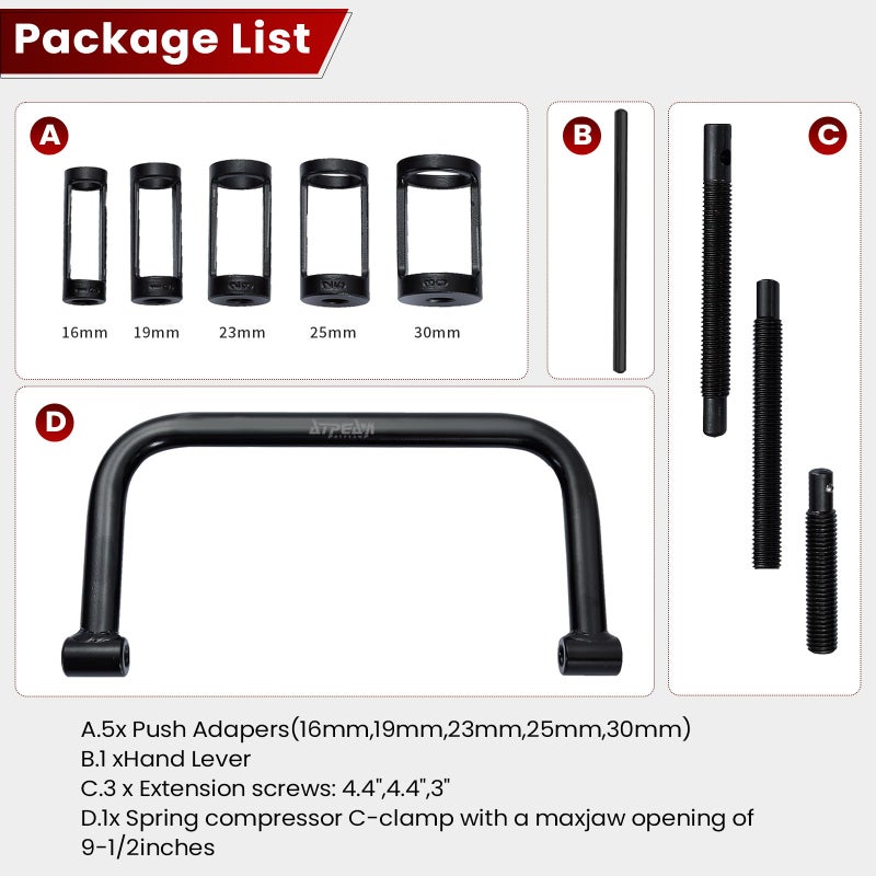 ATPEAM Auto Valve Spring Compressor C Clamp Tool Set Suitable for Motorcycle, ATV, Car, Small Engine Vehicle Equipment - Image 4