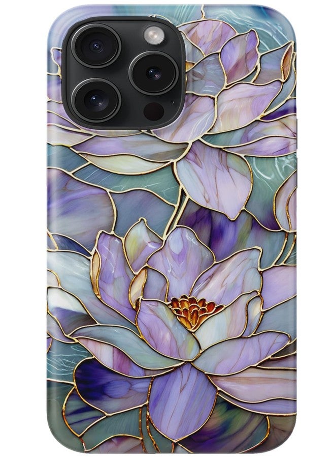 جراب Goodon لهاتف iPhone 16 Pro بتصميم أنيق - متوافق مع الشحن اللاسلكي - غطاء صلب مزدوج الطبقات + غطاء سيليكون - جراب حماية للهاتف بتصميمات عصرية للنساء - زهرة اللوتس المجردة - Image 1