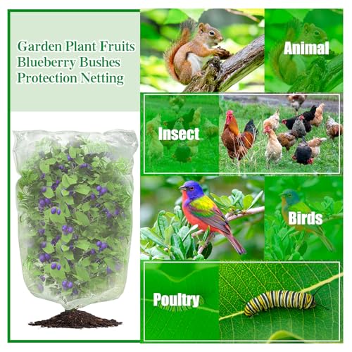 KXCOFTXI شبكة حاجز الطيور الحشرية، شبكة حديقة، شبكة طيور، شبكة للنباتات مع حبل سحب، 3.5 × 4.6 قدم غطاء واقي للطماطم، غطاء لحماية الفواكه في الأواني الكبيرة لشجيرات التوت الأزرق - Image 3