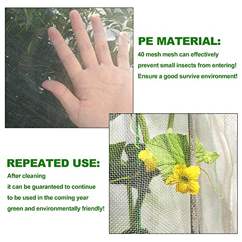 KXCOFTXI شبكة حاجز الطيور الحشرية، شبكة حديقة، شبكة طيور، شبكة للنباتات مع حبل سحب، 3.5 × 4.6 قدم غطاء واقي للطماطم، غطاء لحماية الفواكه في الأواني الكبيرة لشجيرات التوت الأزرق - Image 5
