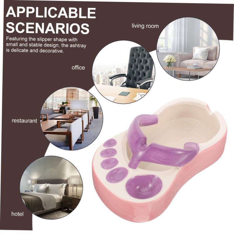 Ceramic Slipper Ashtray Compact Home Office Ash Holder Easy to Clean - Image 4