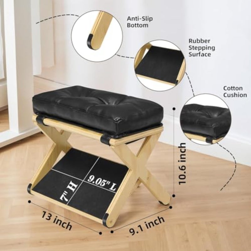 haodeWooden Under Desk Foot Rest, Ergonomic Footstool with Non-Slip Rubber Pads Smooth Surface, Multi-Purpose Stool for Office Work Home Gaming, Relieves Leg Fatigue Improves Posture - Image 2
