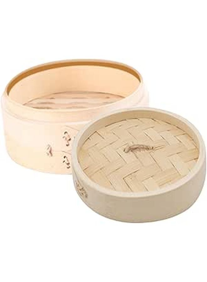 Natural Bamboo Steamer Basket With Lid For Dumplings Buns And Chinese Dishes - Image 1