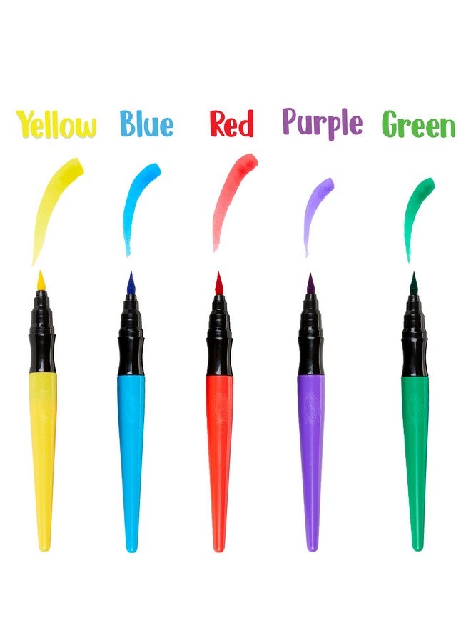 Crayola أقلام فرشاة الطلاء القابلة للغسل من كرايولا بدون تسرب، مجموعة الطلاء للأطفال، 5 قطع - Image 5