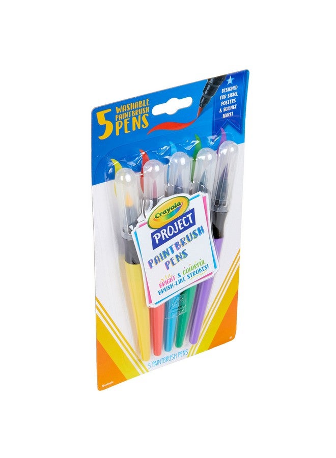 Crayola أقلام فرشاة الطلاء القابلة للغسل من كرايولا بدون تسرب، مجموعة الطلاء للأطفال، 5 قطع - Image 2