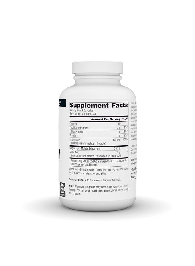 Source Naturals Magnesium Malate, Magnesium Malic Acid Supplement, Non GMO, 3750 MG Per Serving - 200 Capsules - Image 2