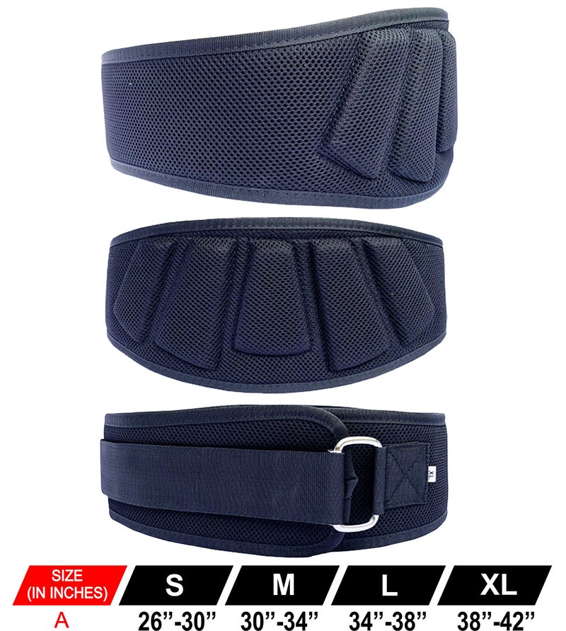 Aprodo Fitness Combo Power Nylon Weightlifting Belt with Wrist Support (1 Pair) for Men and Women (Black RED Combo, Small 28'' - 32'') - Image 2