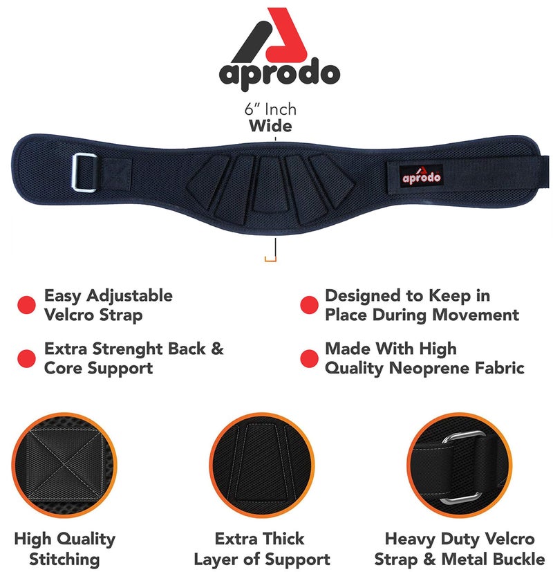 Aprodo Fitness Combo Power Nylon Weightlifting Belt with Wrist Support (1 Pair) for Men and Women (Black RED Combo, Small 28'' - 32'') - Image 3