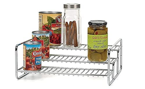 SHULABH CREATIVE SHULABH CREATIVE Stainless Steel 3 Tier Step Rack Shelf Spice Stand Jar Bottle Holder Organizer for Cabinet Pantry Kitchen Stand Dish Rack Countertop Storage Display Stand 28 x 24 x 12 cm  - Image 1