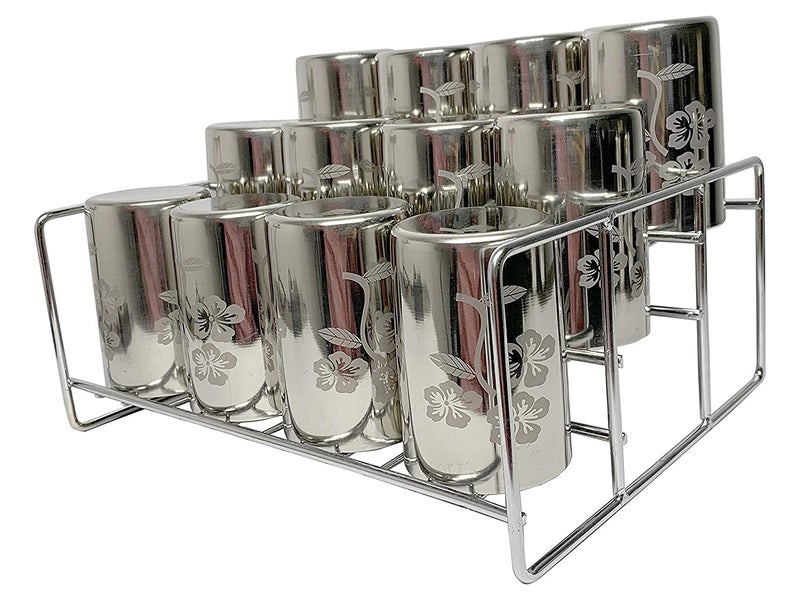 SHULABH CREATIVE SHULABH CREATIVE Stainless Steel 3 Tier Step Rack Shelf Spice Stand Jar Bottle Holder Organizer for Cabinet Pantry Kitchen Stand Dish Rack Countertop Storage Display Stand 28 x 24 x 12 cm  - Image 2
