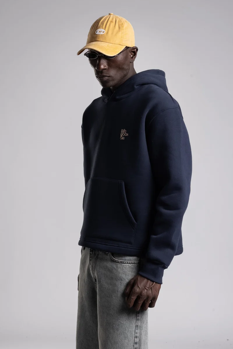Catch Embossed Printed Hooded Sweatshirt