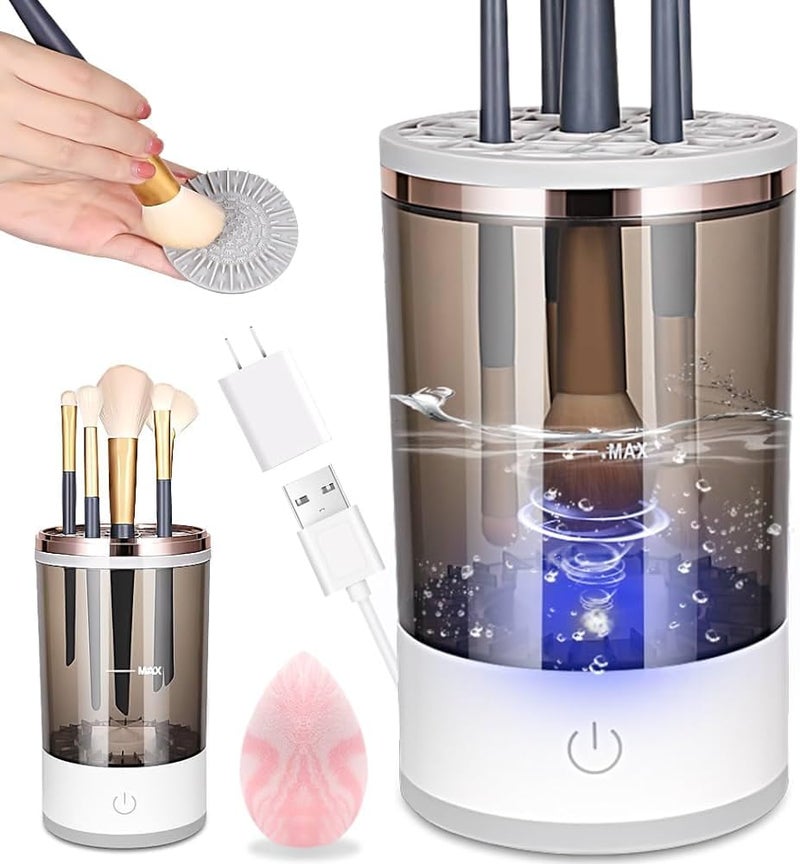 HVG TRADERS Electric Makeup Brush Cleaner and Dryer Set USB Charging Convenient Silicone Make up Brushes Cleaner Devices Brushes Clean Machine Automatic Cleaning MEKEUP BRSH CLEANER DRYER - Image 1