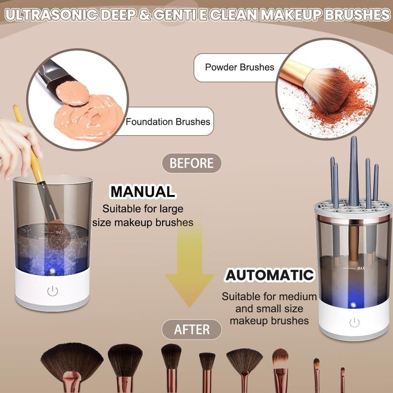 HVG TRADERS Electric Makeup Brush Cleaner and Dryer Set USB Charging Convenient Silicone Make up Brushes Cleaner Devices Brushes Clean Machine Automatic Cleaning MEKEUP BRSH CLEANER DRYER - Image 3