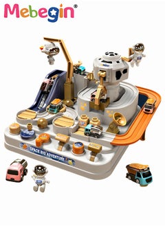 MEBEGIN Space-themed Race Track Kit with 3 Mini Cars, Car Adventure Toys Set, Preschool Educational Toy, Interactive Classic Vehicles Toys with Rounded Edges and Seamless Surface, Ideal Gift for Kids Aged 3+  - Image 2