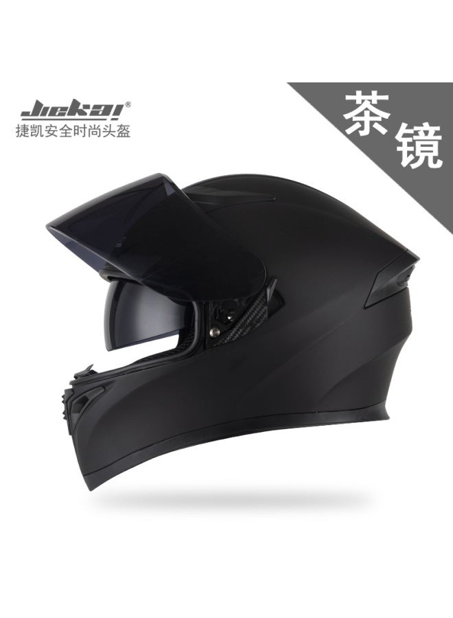 Jiekai Electric Motorcycle Full Face Helmet With Horns - Uni, All-season, Aggressive Racing Style Safety Helmet