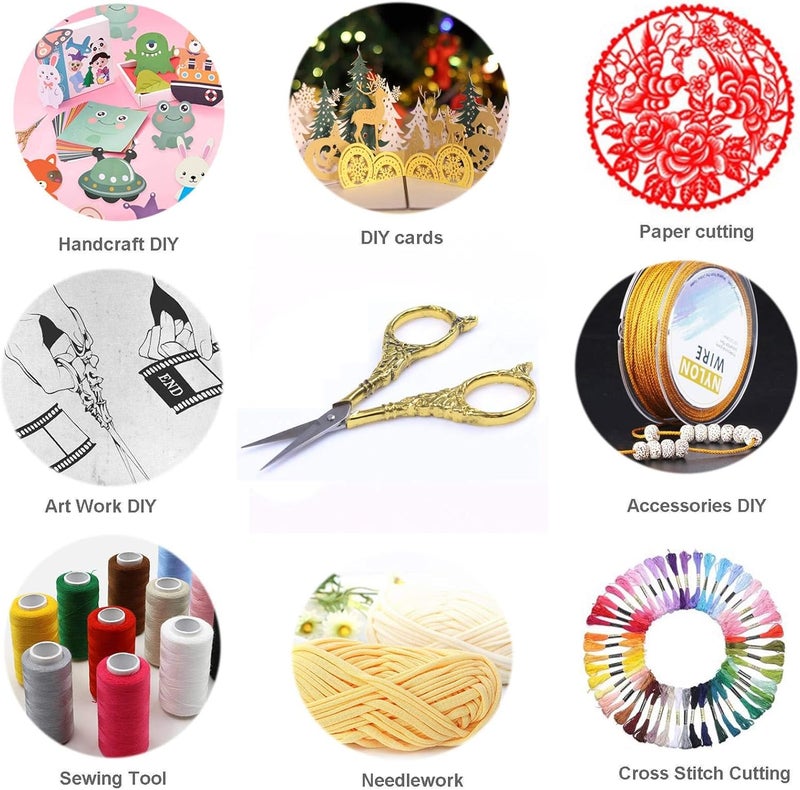 BIHRTC Vintage European Style Scissors Stainless Steel for Cross Stitch Cutting Embroidery Sewing Handcraft Craft Art Work DIY Tool(Gold) - Image 4