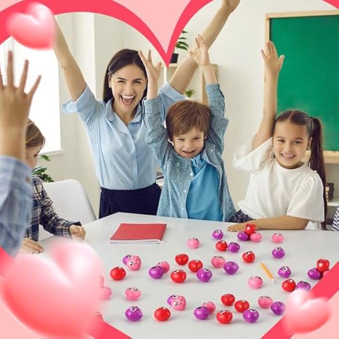 Arrowbash 200 Pcs Valentines Day Heart Stress Balls 1.5 Inch Mini Heart Stress Relief Balls Smile Face Heart Shape Foam Balls Bulk for School Carnival Reward, Valentine Party Bag Gift Fillers - Image 5