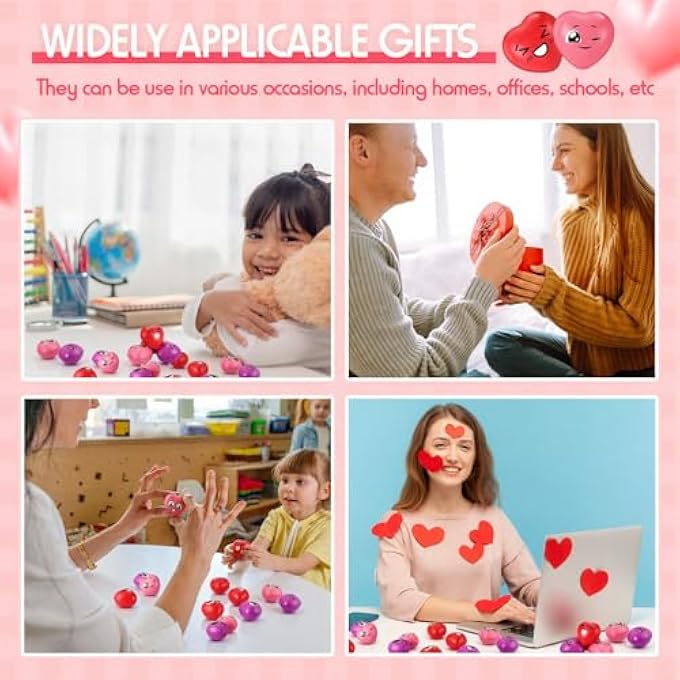 Arrowbash 200 Pcs Valentines Day Heart Stress Balls 1.5 Inch Mini Heart Stress Relief Balls Smile Face Heart Shape Foam Balls Bulk for School Carnival Reward, Valentine Party Bag Gift Fillers - Image 3