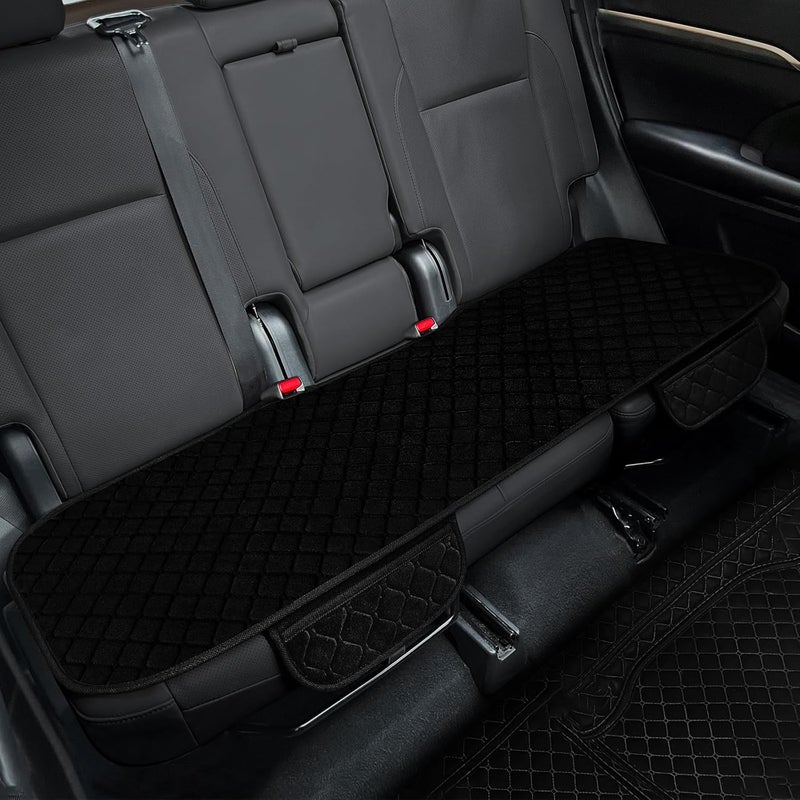 surpassme Comfortable Car Seat Covers Universal Back/Brench Seat Coves for Car Accessories with Storage Pockets, Padded Car Interior Covers for Automotive, SUV, Truck, and Van(Black) - Image 1