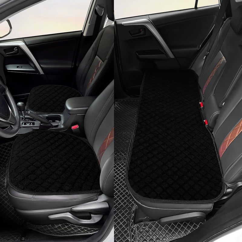 surpassme Comfortable Car Seat Covers Universal Back/Brench Seat Coves for Car Accessories with Storage Pockets, Padded Car Interior Covers for Automotive, SUV, Truck, and Van(Black) - Image 4