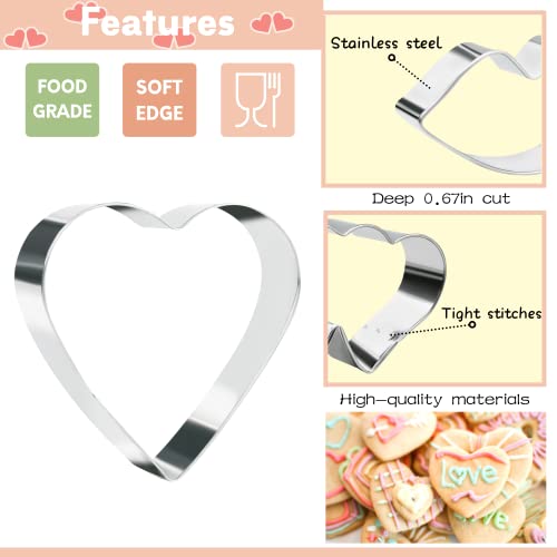KAISHANE Valentine's Day Cookie Cutter Set - Lips, Double Heart, Heart, Letter X, Letter O - 5 Pieces Wedding Valentine Day Fondant Pastry Baking Cookie Cutter Set - Image 2