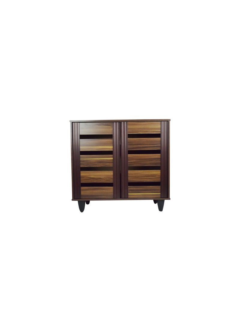 دبليو تي إيزي كير خزانة أحذية خشبية هندسية مع بابين - Image 4