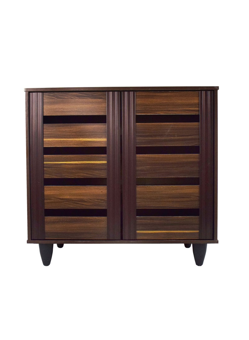 دبليو تي إيزي كير خزانة أحذية خشبية هندسية مع بابين - Image 1