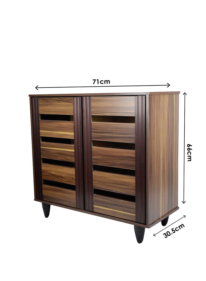 دبليو تي إيزي كير خزانة أحذية خشبية هندسية مع بابين - Image 3