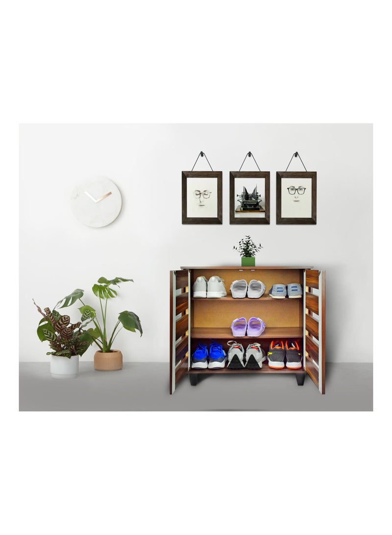 دبليو تي إيزي كير خزانة أحذية خشبية هندسية مع بابين - Image 2