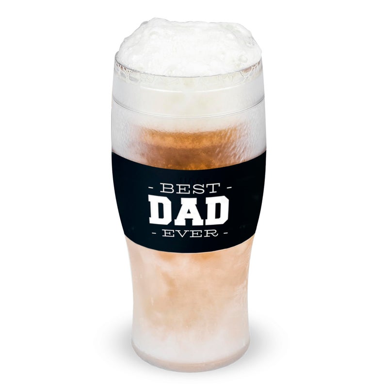 Host Freeze Best Dad Ever Insulated Glass Tumbler for Cold Drinks Freezable Gifts for Dad Double Wall Insulated Beer Glass for Chilled Lager IPA Ale Iced Coffee 16 oz Set of 1 - Image 2