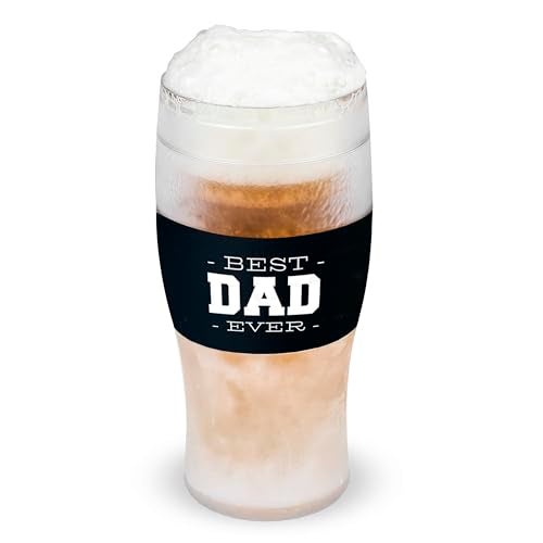 Host Freeze Best Dad Ever Insulated Glass Tumbler for Cold Drinks Freezable Gifts for Dad Double Wall Insulated Beer Glass for Chilled Lager IPA Ale Iced Coffee 16 oz Set of 1 - Image 1