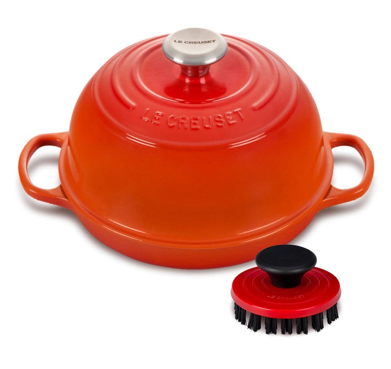 Le Creuset Le Creuset Enameled Cast Iron Bread Oven Bundle with 3 14 Nylon Cleaning Brush  Cerise
