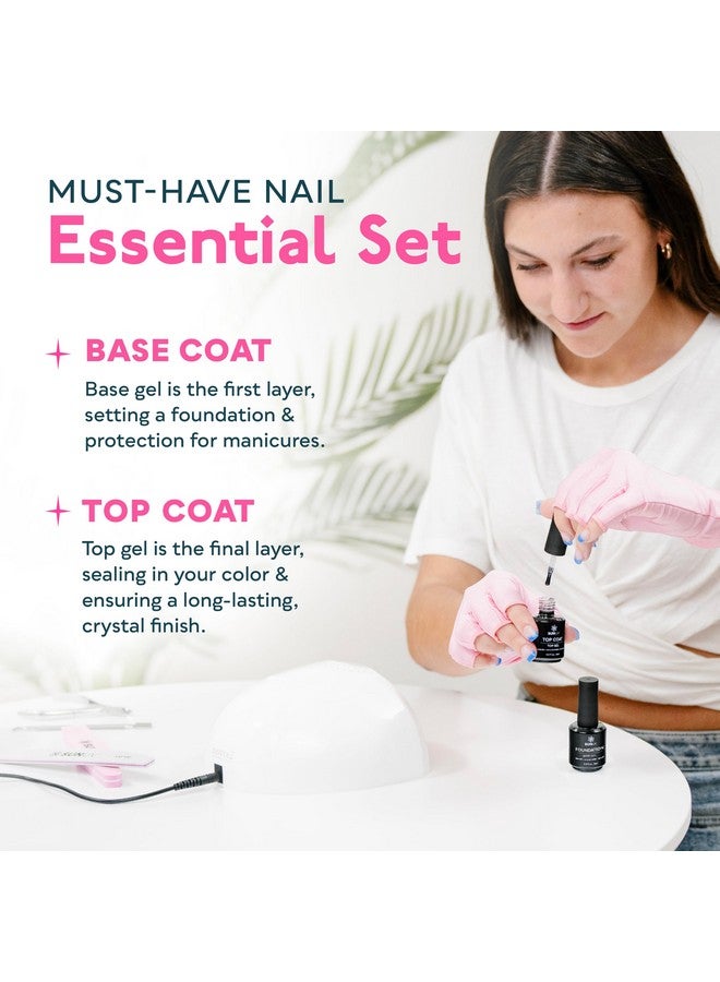 SUNUV 15ml Gel Top Coat and Base Coat Set, Gel Nail Polish Kit 2 Pack, Hema Free Gel for Nails Art Manicure UV Nail Lamp No Wipe High Gloss Gifts for Women - Image 2