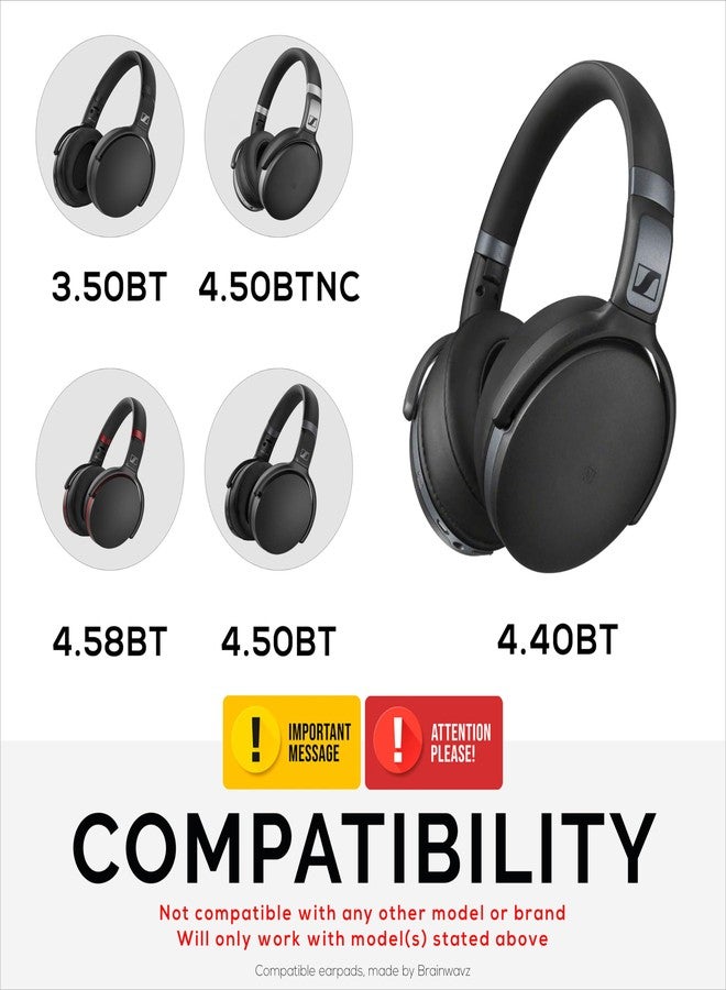 BRAINWAVZ Replacement Earpads for Sennheiser HD 4.50, HD 350BT, HD 4.40BT, HD 4.50BT, HD 4.50BTNC, HD 450BT. Soft PU Leather, Extra Comfort & Durability by Brainwavz (Black) - Image 2